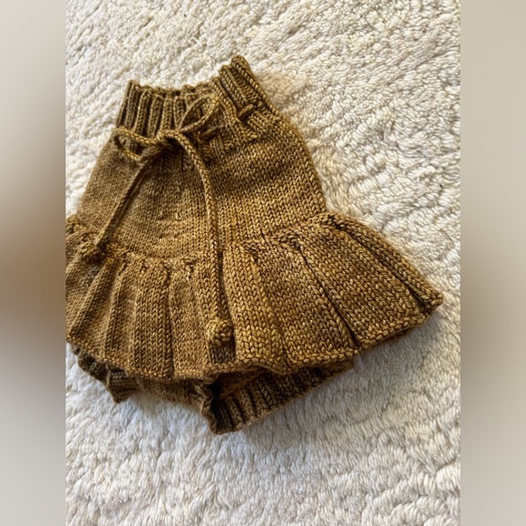 Misha & Puff Bronze Brown Spun Gold Rose Wool Skating Pond Skirt Skort 12-18m - Picture 10 of 12